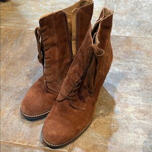 Lucky Brand Brown Lace-Up Suede Boots